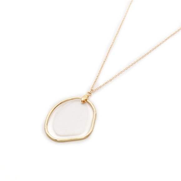 Clear Acrylic Circle Long Necklace - Picture 4 of 9